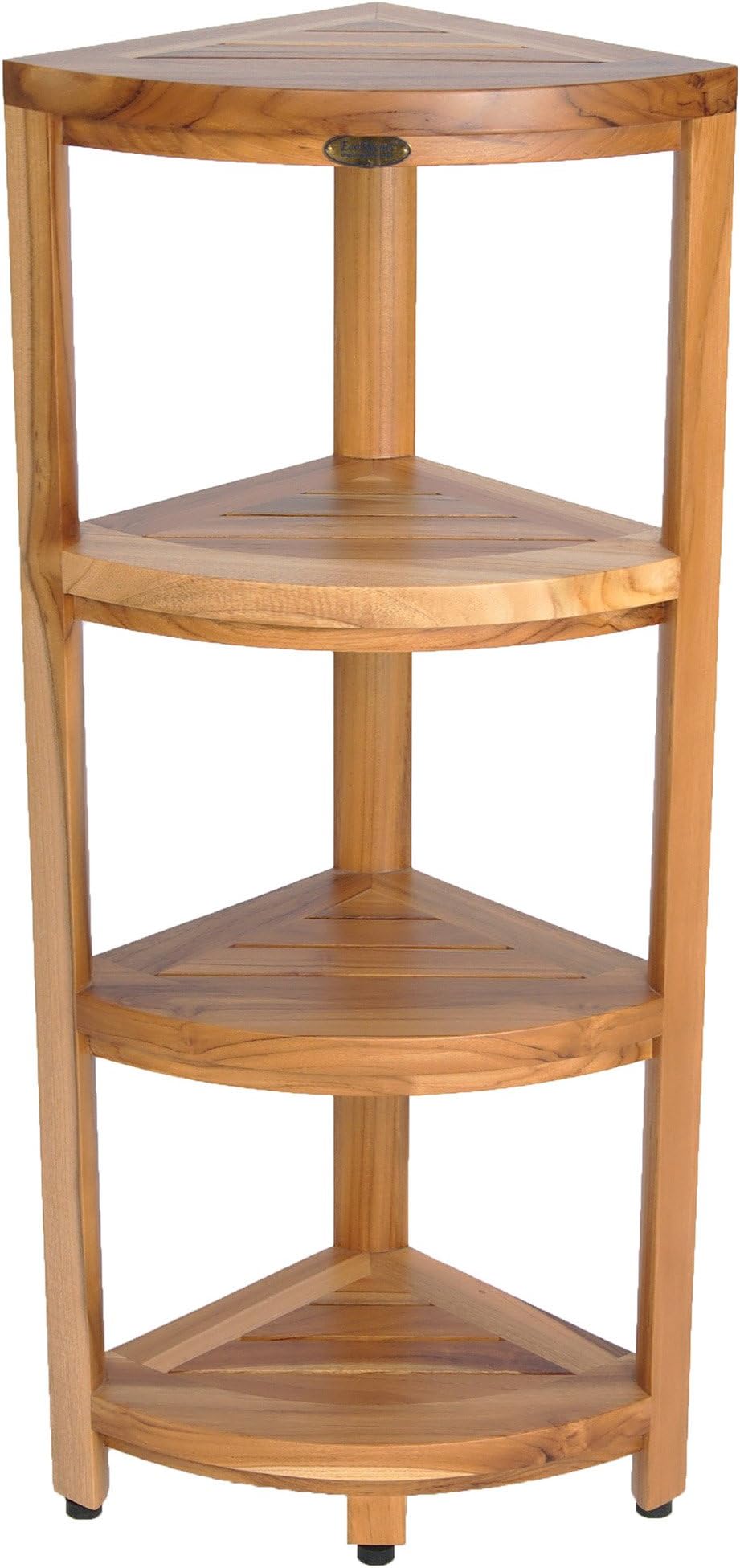 EcoDecors, Snazzy Corner, Teak Corner Shower Shelf, 4 Tier, Teak Shower Caddy, Teak Bathroom Shelf, Teak Corner Bathroom Shelf, Bathroom Storage, Bathroom Organization