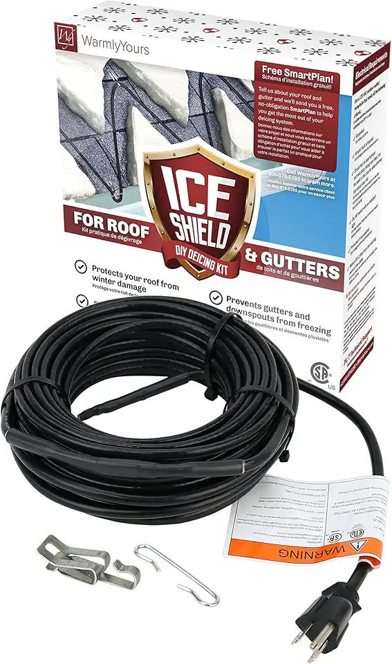 WarmlyYours Ice Shield Roof & Gutter Deicing Cable Kit, Protect from Ice and Snow Damage (240 ft)
