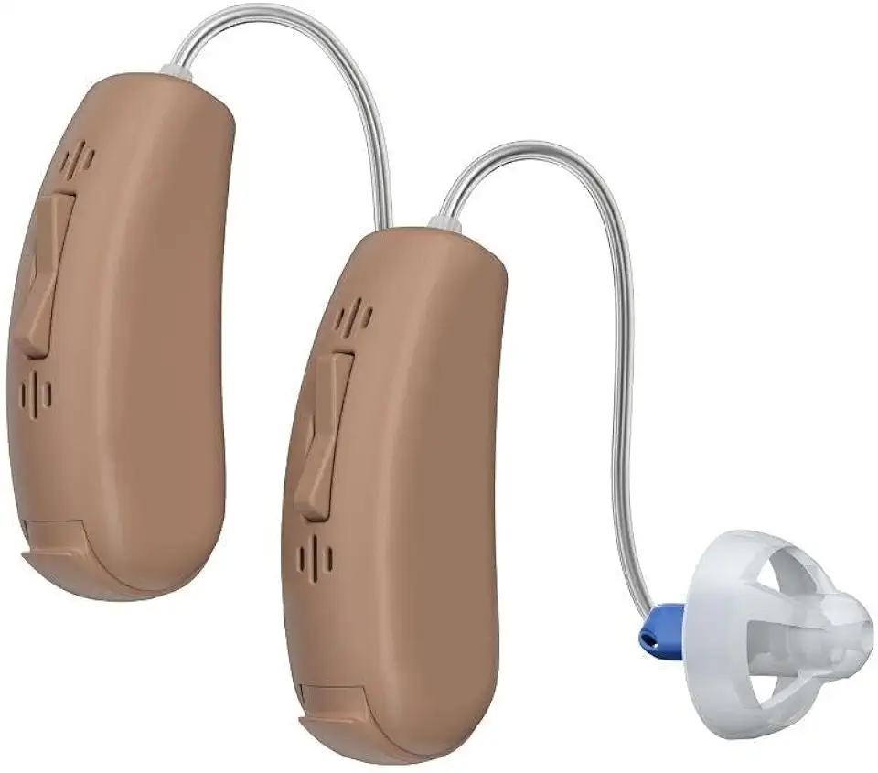 Self-Fitting OTC Hearing Aids, Adults, Beige, Behind the Ear Aid, App Control,16 Channel, Noise Cancelling, Directional Microphones, Bluetooth