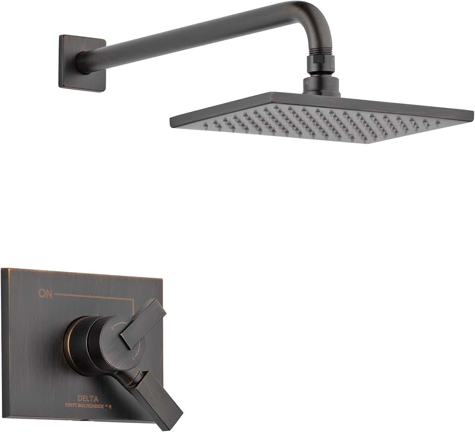 Delta Faucet Vero 17 Series Dual-Function Shower Trim Kit with Single-Spray Touch-Clean Rain Shower Head, Venetian Bronze, 2.0 GPM Water Flow, T17253-RB-WE (Valve Not Included)