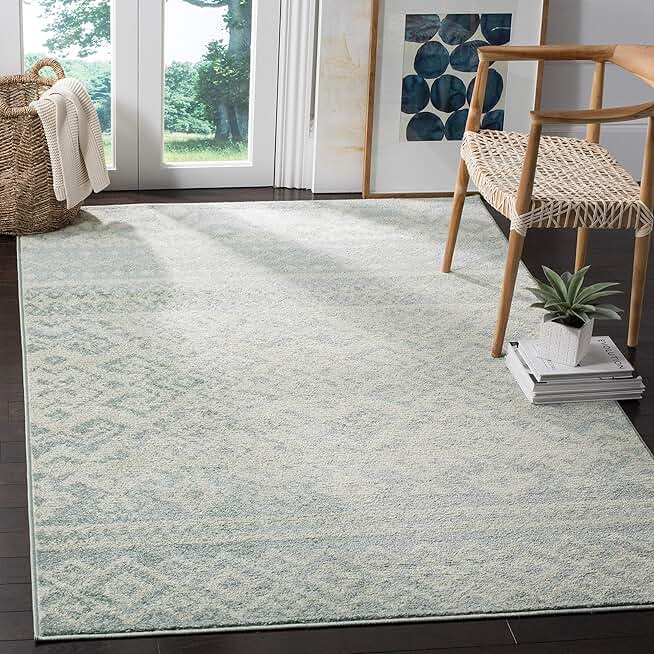SAFAVIEH Adirondack Collection Area Rug - 9' x 12', Slate & Ivory, Rustic Boho Design, Non-Shedding & Easy Care, Ideal for High Traffic Areas in Living Room, Bedroom (ADR107T)