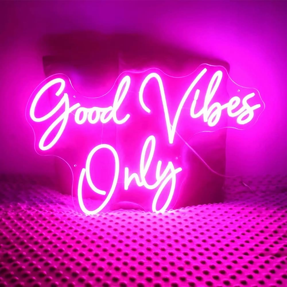 Large Good Vibes Only Neon Sign for Wall Décor with Remote Dimmer, Neon Lights Good Vibes Only for Bedroom Birthday Engagement Bachelorette Party Bar, LED Neon Signs Gifts for Girls Hot Pink 24X15 IN