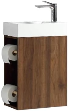 16 Inch Small Bathroom Vanity, Modern Narrow Depth Bathroom Vanity with Sink Combo for Small Bathroom (Wallnut…, 15.7