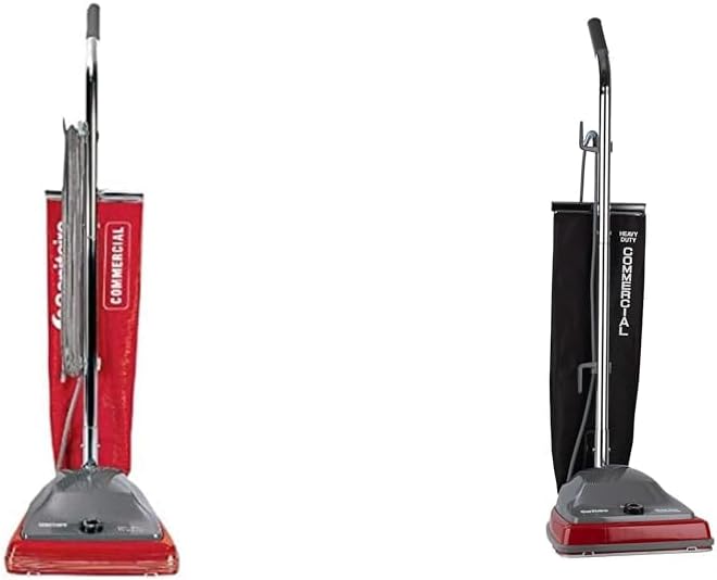 Sanitaire SC684G Red & SC679K Tradition Upright Bagged Vacuum, 800W, 18QT, Red, Bag, Lightweight, Corded Electric, Carpet, Brushroll, 500Hrs
