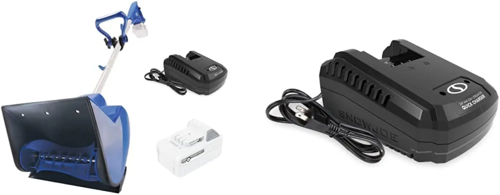 Snow Joe 24V-SS11-XR 24-Volt 11-Inch 5-Ah Cordless Snow Shovel, Kit (w/5-Ah Battery + Quick Charger) & 24VCHRG-QC iON+ Quick Charge Dock for iBAT24 and 24VBAT Series Batteries, Black