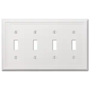 AMERELLE Ascher 4 Gang Toggle Steel Wall Plate - White
