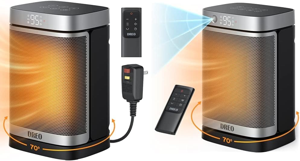 Dreo Space Heater, 2022 Upgraded for Bathroom and Indoor, Portable 1500W, 12h Timer & Space Heater with Motion Sensor, 2022 Upgraded 1500W Electric Heater with 70?? Oscillating