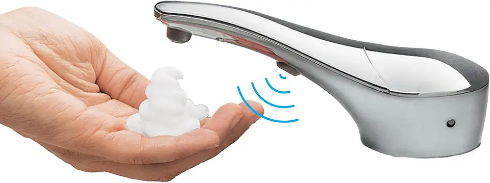 Bobrick B-8281 Automatic Foam Soap Dispenser, Top-FillTouch-Free Soap Spout 34-fl oz. (1.0-L) Foam Soap Capacity, For Public Restroom Countertops, Retrofit 1” Mounting Diameter, Chrome Finish