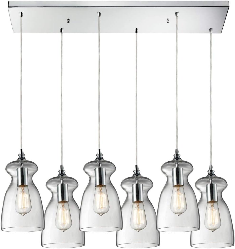 Elk 60053-6RC Six Light Pendant, 30 by 11-Inch, Polished Chrome