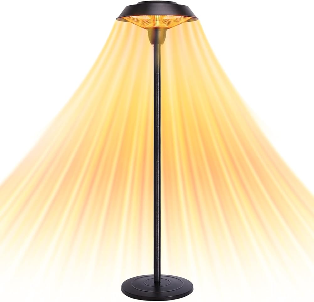 Star Patio Outdoor Freestanding Electric Patio Heater, Infrared Heater, Hammered Bronze Finished, Portable Heater suitable as a Balcony Heater, BBQ and Outdoor Party Heater, 1566-C-S