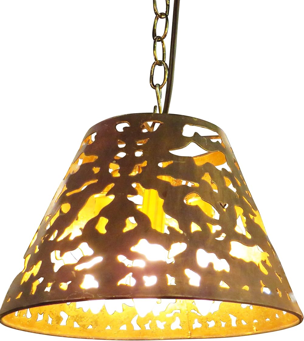 Dark Gold Cutout Metal Hanging Shade | Pendant Chandelier 4 Light