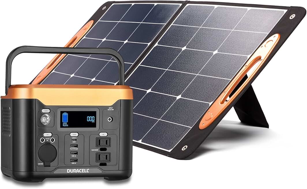 Duracell Power Station 300 with 100W Solar Panel for Power Outages, Emergency Kits, Home Electronics and Outdoor Use