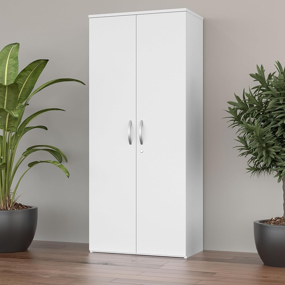 Bush Business Furniture Studio C Tall 2 Door Storage Cabinet, 29W, White