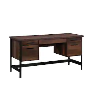 SAUDER Briarbrook 60 in. Barrel Oak Computer Desk with File Storage and Metal Frame