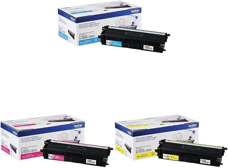 Brother Genuine Standard-Yield Toner -Cartridge Three Pack TN431 3PK -includes one -Cartridge each of Cyan, Magenta & Yellow Toner