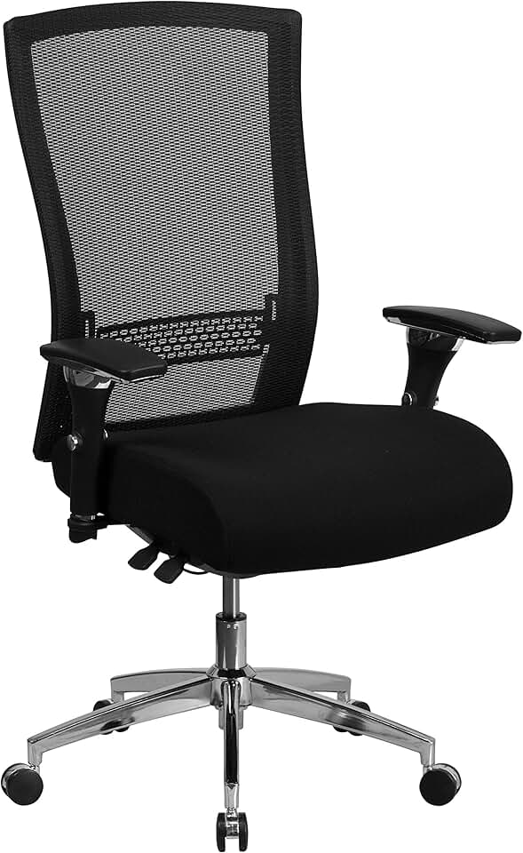 Flash Furniture HERCULES Series 24/7 Intensive Use 300 lb. Rated Black Mesh Multifunction Ergonomic Office Chair with Seat Slider