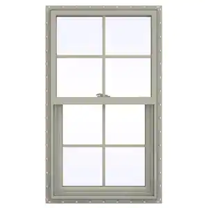 JELD-WEN 23.5 in. x 47.5 in. V-2500 Series Desert Sand Vinyl Single Hung Window with Colonial Grids/Grilles