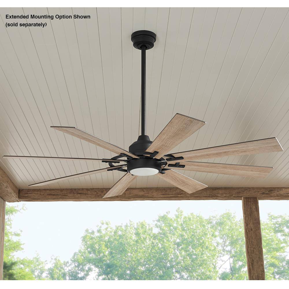 Home Decorators Collection Makenna 60 in. White Color Changing Integrated Outdoor LED Matte Black Ceiling Fan with Light Kit, DC Motor and Remote