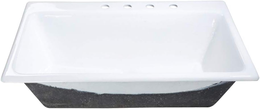 Kingston Brass GCKTS362211 Towne Drop-in Kitchen Sink, 36 inch (L) x 22 inch (W) x 10-5/8 inch (D), White