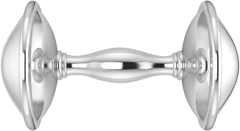 Sterling Silver Beaded Dumbbell Rattle for Newborn Baby Boy and Baby Girl - Non-tarnishing, Durable, and Custom Engravable Gift - Packaged in a Beautiful Gift Box