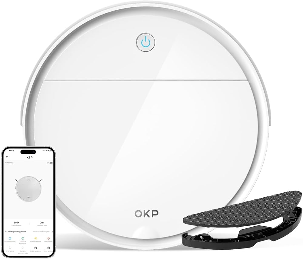 K5P Robot Vacuum Cleaner, Robot Vacuum and Mop,Quiet Robotic Vacuum with Strong Suction for Hardwood Floor