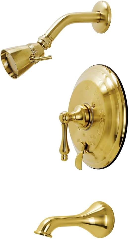 Kingston Brass KB36370AL Restoration Tub and Shower Faucet, Brushed Brass