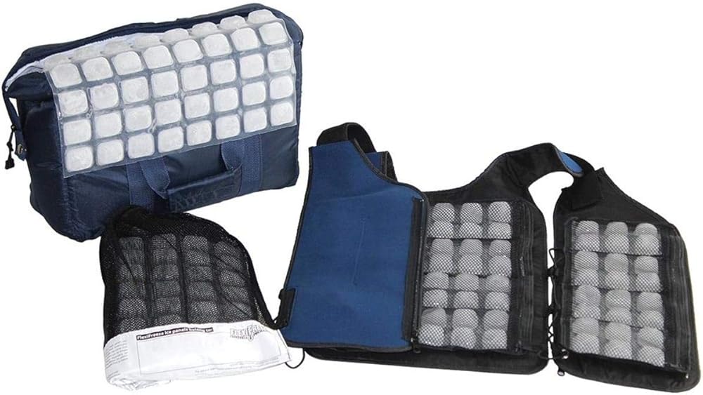 FlexiFreeze Ice Vest Cooling Kit - Cooling Vest with Additional Refill Panel and Travel Cooler