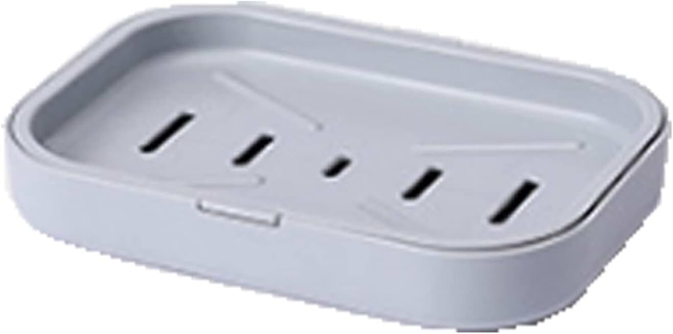 Soap Box Bathroom Double Drainage Soap Box Washing Soap Box (Color : Grey)