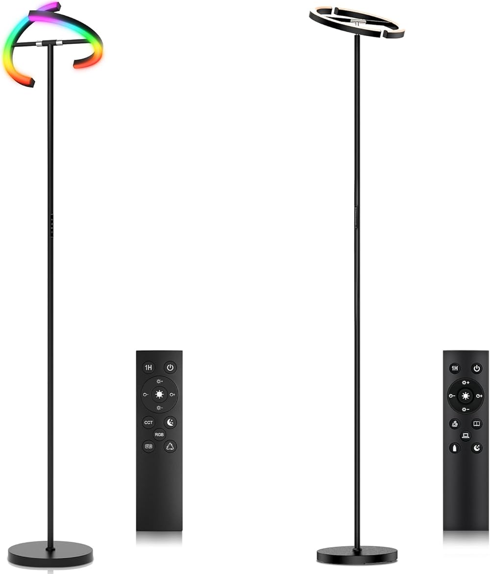 20W Modern Floor Lamps for Living Room + RGBCW Color Changing Standing Lamp