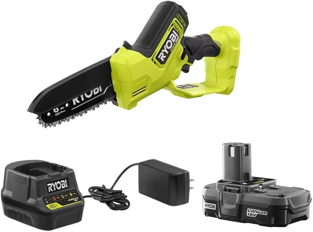 RYOBI ONE+ HP 18V Brushless 6 in. Compact Pruning Mini Chainsaw Kit with Battery and Charger (Bulk Packaged)