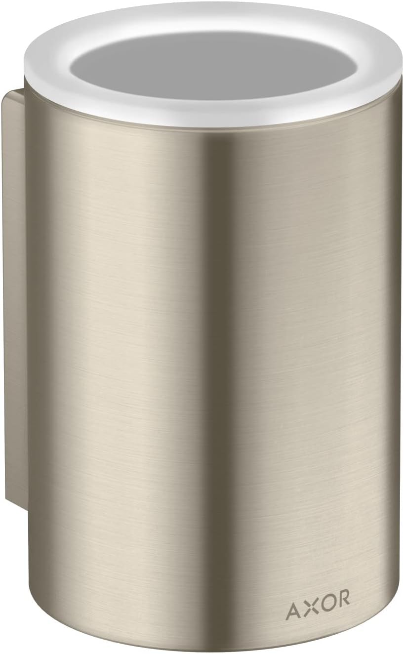 AXOR Universal Circular Modern Toothbrush Tumbler in Brushed Nickel, 42804820