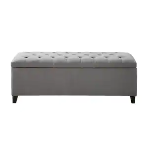 Madison Park Sasha Grey Tufted Top Storage Bench 18.5 in. H x 49 in. W x 19.25 in. D