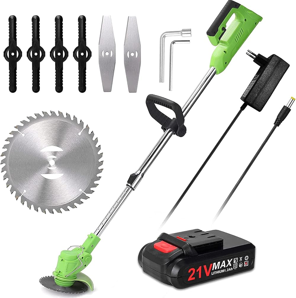 Electric Cordless Lawn Mower, 450W 21V Electric Lawn Mower with Telescopic Handle Battery Charger Electric Lawn Mower for Mowing Lawn Lawn Care Drivew