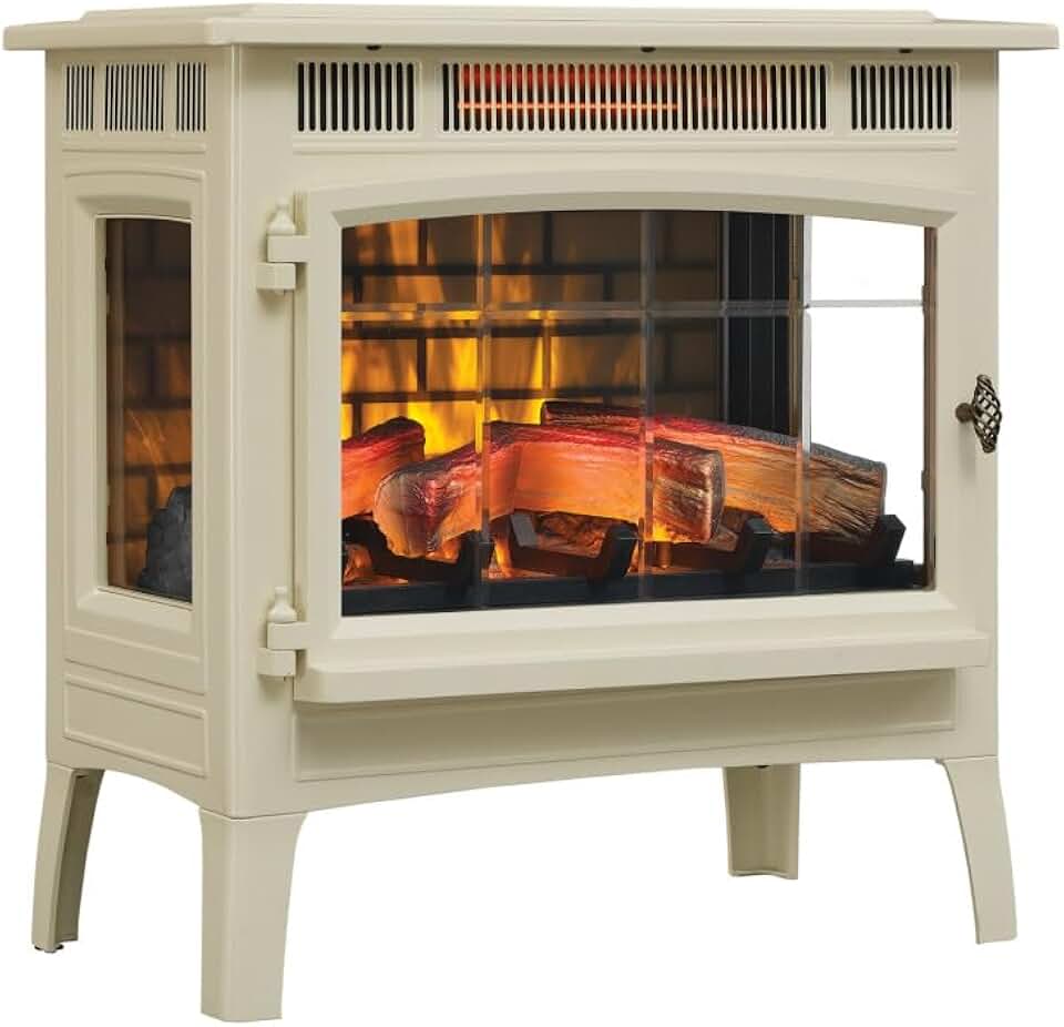 duraflame® Electric Infrared Quartz Fireplace Stove with 3D Flame Effect, Cream