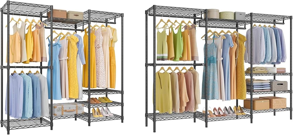 VIPEK V5 Medium & V5 Plus Bundle, Portable Closet Wardrobe Heavy Duty Clothes Rack, Freestanding Clothing Rack with 4 Hang Rods & 8 Shelves