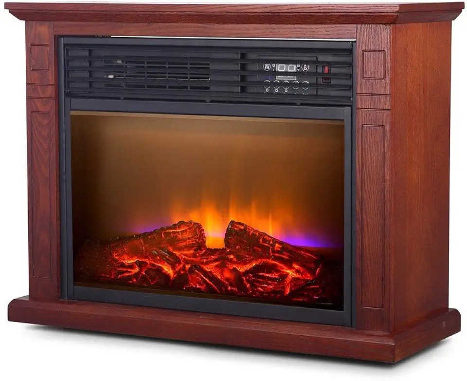 World Marketing Comfort Glow QF4570R Mobile Quartz Electric Fireplace with Real Flame Technology, Oak