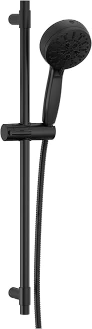 Delta Faucet ProClean Matte Black Hand Shower with Slide Bar, Handheld Shower with High Pressure Spray, Black Shower System with Handheld, Matte Black 51584-BL
