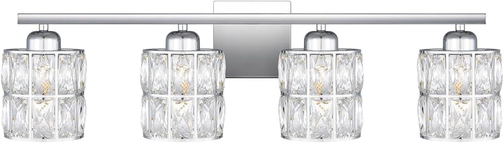 Quoizel GIB8630C Gibson Contemporary Clear Crystal Glass Extra Large Bath Vanity Wall Light, 4-Light 400 Total Watts, 8