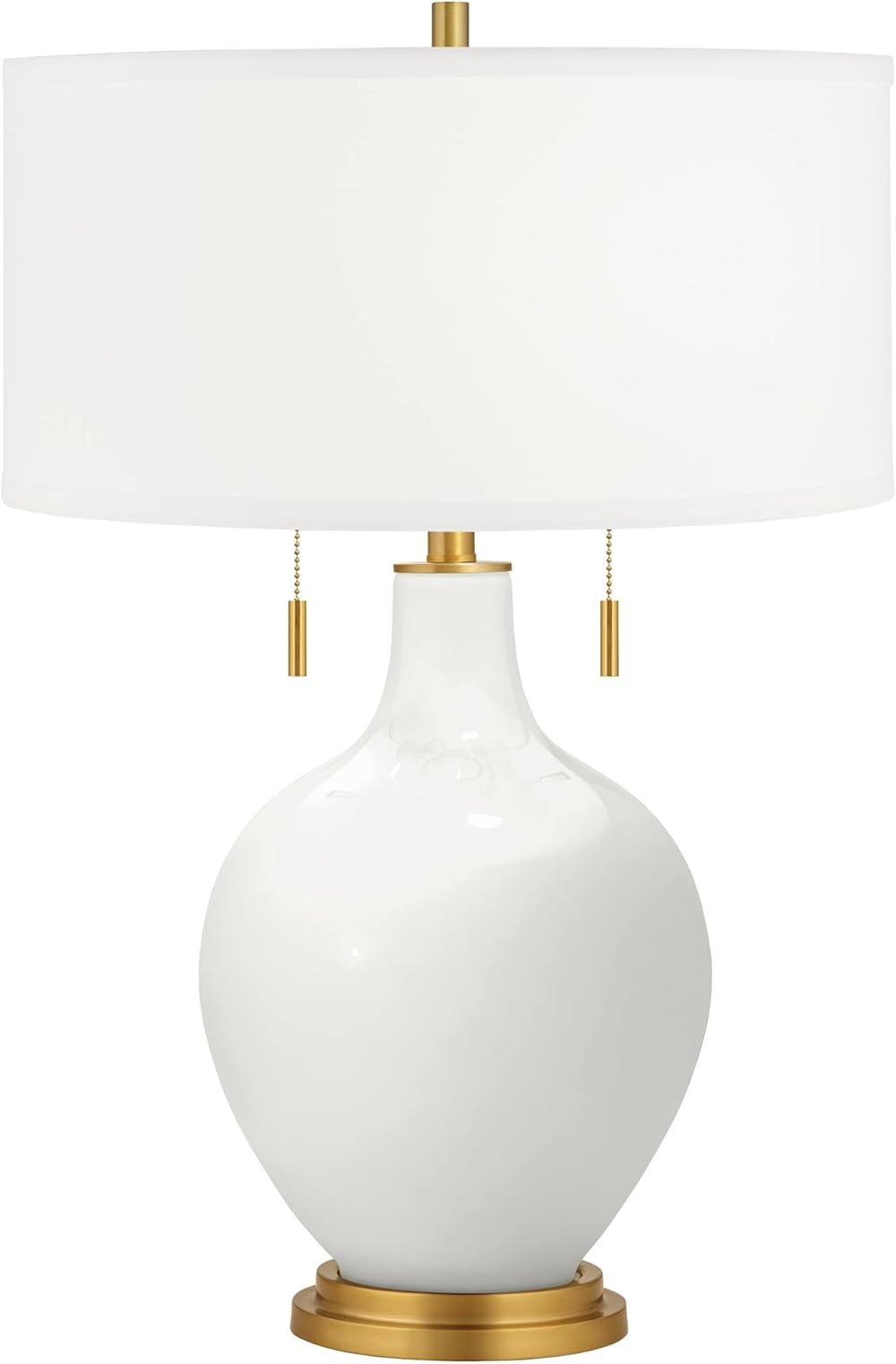 Color + Plus Winter White Toby Brass Accents Table Lamp