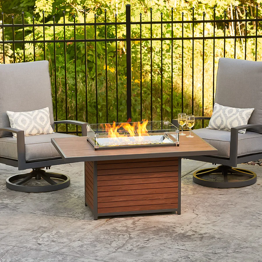 Outdoor Greatroom Co Kenwood Rectangular Gas Fire Pit Table - Chat or Dining Height