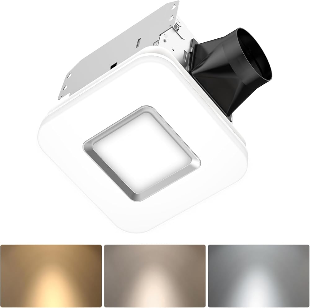 OREiN Bathroom Exhaust Fan with Light, 110 CFM 2.0 Sones, 27W Bathroom Fan with Light for Home, 1500lm LED Light 3000K/4000K/5000K Selectable & Nightlight, FCC/ETL Listed, Bathroom Fan Light Combo