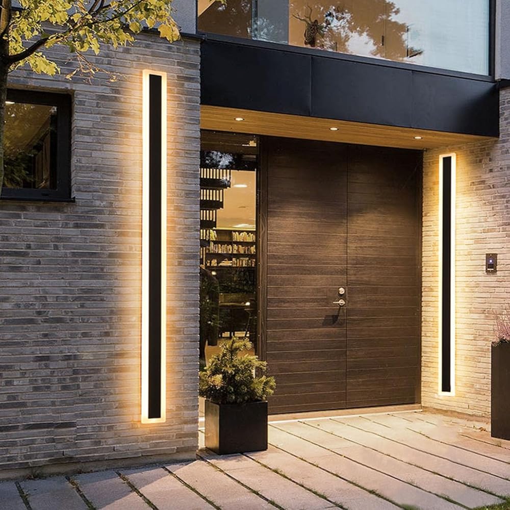 2Pack 39inch Long Outdoor LED Wall Light,30W Waterproof IP65 Warm White 110V led Wall Mount Lighting Fixture Rectangular Black Garage Wall Lights Elegant Frosted White Acrylic Anti Rust.