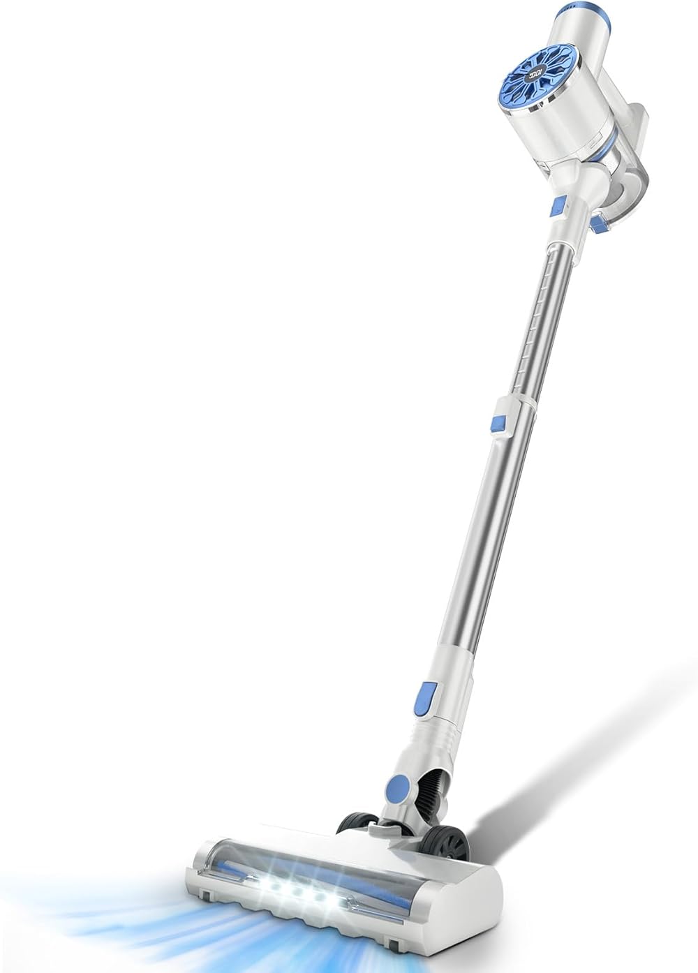 Cordless Vacuum Cleaner, Self-Standing with 25Kpa Powerful Suction, with a battery level displayer, Lightweight Stick Vacuum, Rechargeable Cordless Vacuum for Hardwood Floor Pet Hair (White)