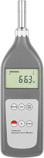 Impluse Sound Level Meter Noise Meter Tester with Measuring Range 25dB(A) to 130dB (A) Frequency Weighting A-Weighted C-Weighted Lin (Linear)