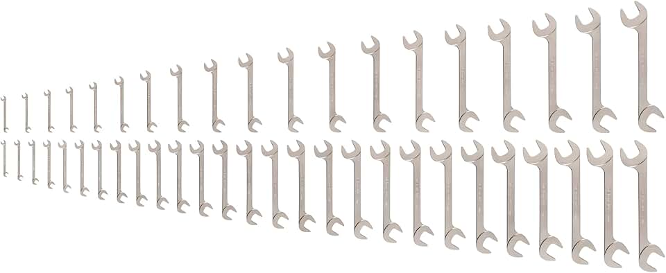 TEKTON Angle Head Open End Wrench Set, 46-Piece (1/4-1-1/4 in., 6-32 mm) | WAE93003 | Made in USA