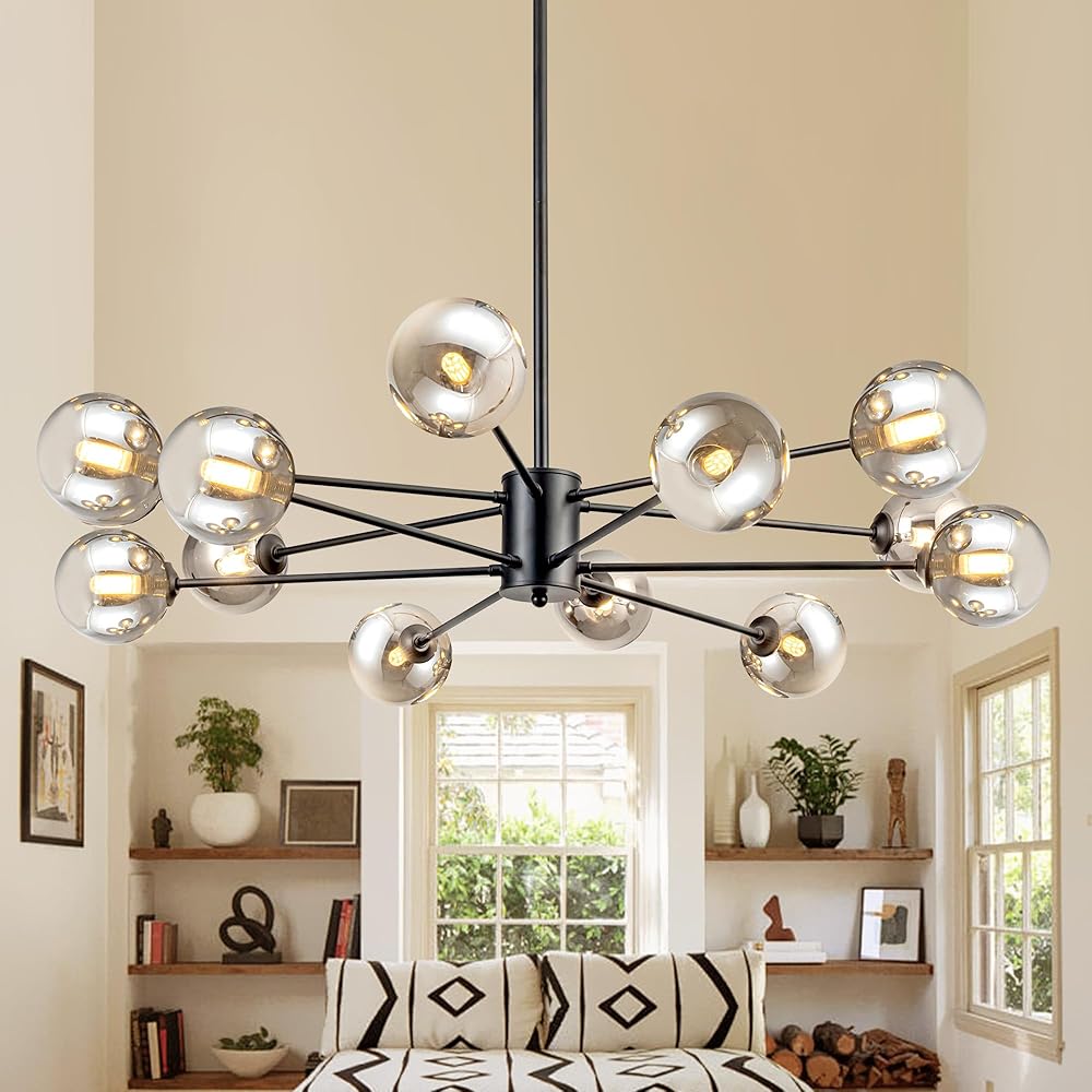Chandelier,Dining Room Light Fixture Modern Chandelier Sputnik Chandeliers 12-Light Globe Dining Room Chandelier Adjustable Mid Century Chandelier for Living Room kitchen island Farmhouse Entryway