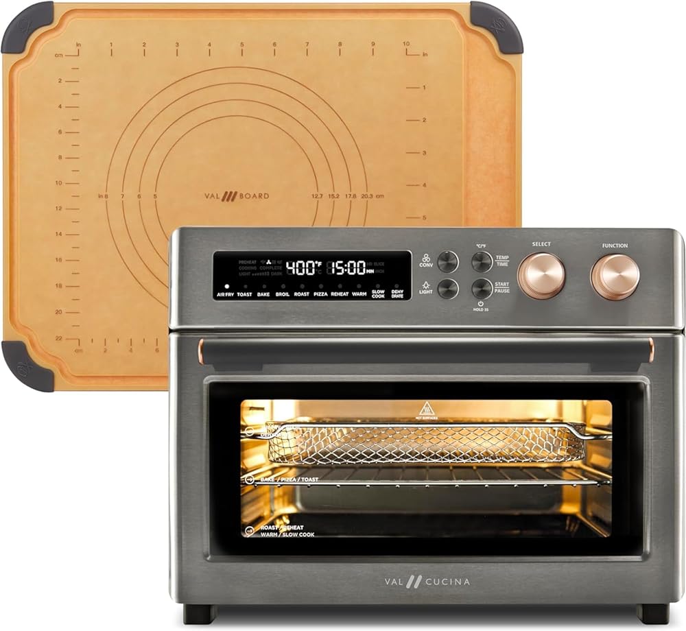 Air Fryer Toaster Oven, 10-in-1 Convection Ovens and VAL Board Cutting Board, Black Color