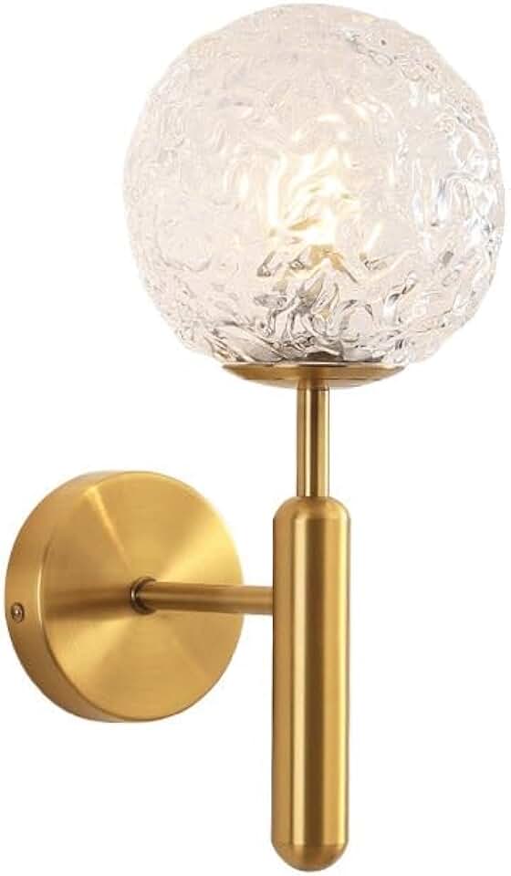 Modern Simple Spherical Glass Wall Lamp Nordic Iron Wall Sconce E14 Socket Decorative Wall Light Porch Hallway for Bedroom Bedside Lamp Living Room Background Wall Aisle Lamp(White Light)
