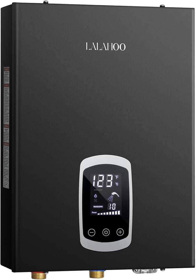 Tankless Water Heater Electric, Electric Water Heater 18kW 240V,Self Modulates to Save Energy Use Tankless Water Heater,Black Water Heater for Shower with LED Display,Instant Hot Water Heater