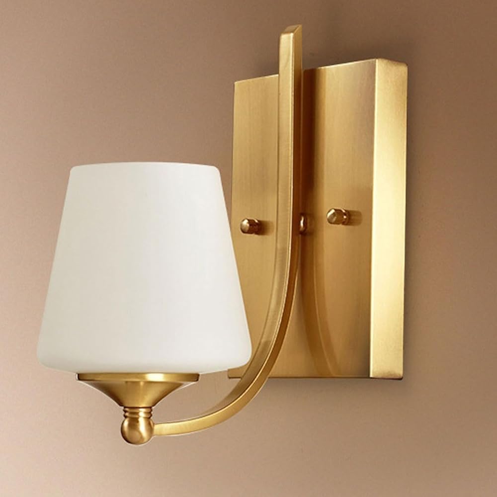 E27 Copper Glass Wall Lights Bracket Light American Simple Copper Wall Lamp Suitable for Living Room Bedroom Hotel Kitchen Restaurant Wall Lamp
